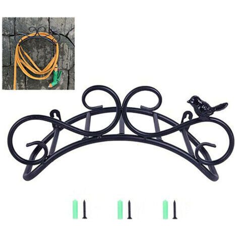 [JAMAIS UTILISÉ]Support de Tuyau Support Mural Support de Tuyau de Jardin Supports de Suspension et lustre fixés au Mur décoratif Support de Tuyau de Jardin en Fonte (35 x 17 x 15 cm, Noir) (1/5)