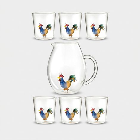 Set bicchieri e brocca in vetro Made in Italy Cocoricò (1/3)