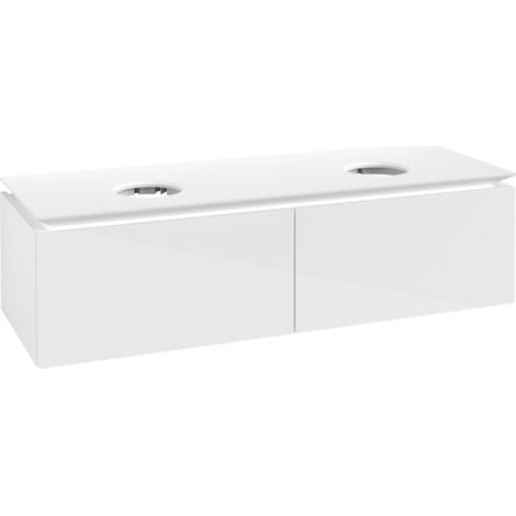 Meuble de rangement Legato B591 VB WTUS 1400x380x500mm, 2 tiroirs, blanc brillant (1/2)