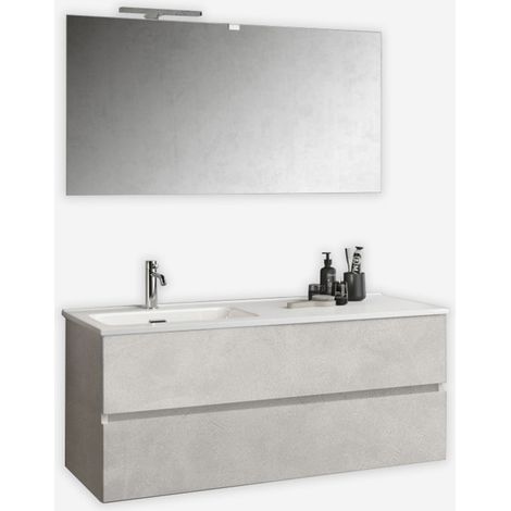 Mobile bagno sospeso con lavabo e specchio Orizon SX - Grigio chiaro
