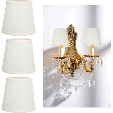 BelleRise - 3pcs abat-jour E14 – tissu lin couleur beige 15×14×11cm – design moderne – pour lustre, lampe murale ou table (1/5)