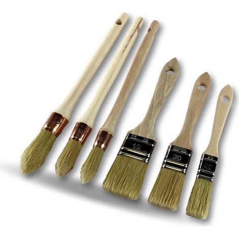 6 pinceaux fabrication française Matériel professionnel Poil soie blanche - A l'unité - Pack de 6 pinceaux