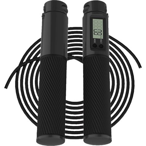 Corde À Sauter Avec Compteur - Poignées Lestées En Silicone - Réglable Pour Fitness Et Cardio - Noir - 1 Unité (1/5)
