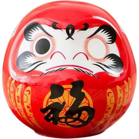 Daruma japonais en céramique, figurine décorative pour tableau de bord de voiture, centre de table ou décoration japonaise.-6.00X6.00X6.00CM-Red (1/2)