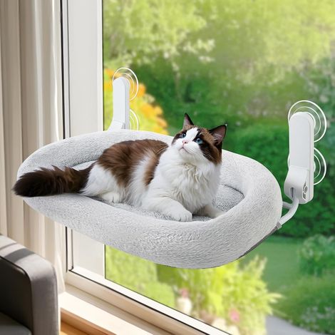 1 Hamac Chat Fenetre Pliable, Support 18kg, Housse Lavable, Perchoir Grande Chats, Accessoire Maison