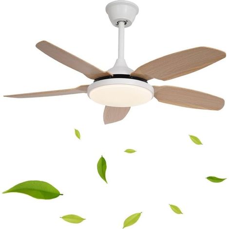 110 cm Deckenventilator mit Licht und Fernbedienung, dimmbare LED-Deckenleuchte mit 3 Flügeln, 6 Geschwindigkeitsstufen, Timer (1/5)