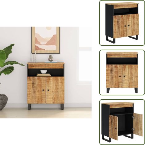 Buffet avec 2 portes 60x33x75 cm bois massif de manguier - Buffet - Meuble De Rangement - Commode - Mobilier - Bois Massif (1/5)