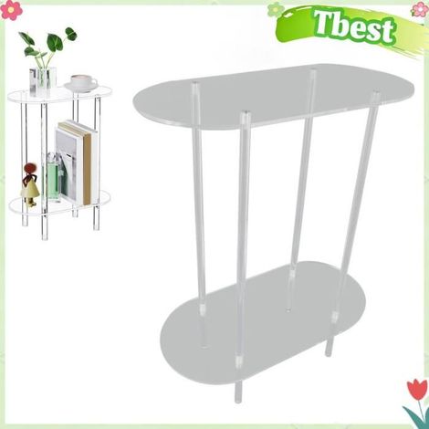 Table d'appoint - TBEST - Ovale transparent - Acrylique - 39,9x20,1x50 cm - Brillant, robuste (1/5)