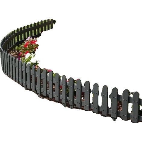 Bordillo para césped, 10 m de longitud, material resistente, color antracita. (1/2)