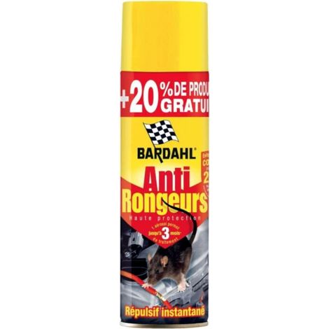 Bardahl – Répulsif anti rongeurs instantané 400ml – Formule concentrée – Repousse rats, souris, écureuils – Ne blanchit pas les caoutchoucs