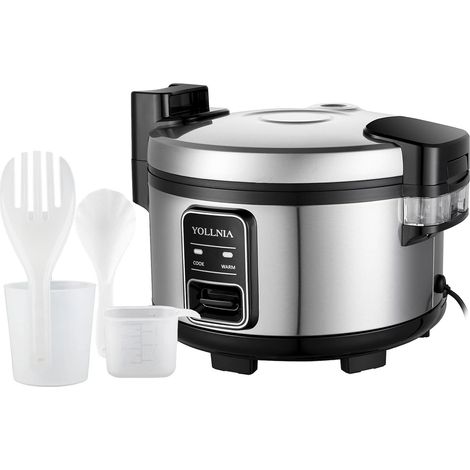 Grande Cuiseur à riz, 11 L, riz pouvant accueillir jusqu'à 20-25 personnes sans le brûler, avec fonction maintien au chaud servir pendant plus de 12 heures, 1300 W, argenté, acier inoxydable (1/5)