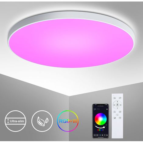 24W LED Plafonnier Dimmerable avec Télécommande, MEEJEE 16 Millions de Couleurs RGB, Plafond LED Contrôlable via Application, 2400LM, Ø30CM