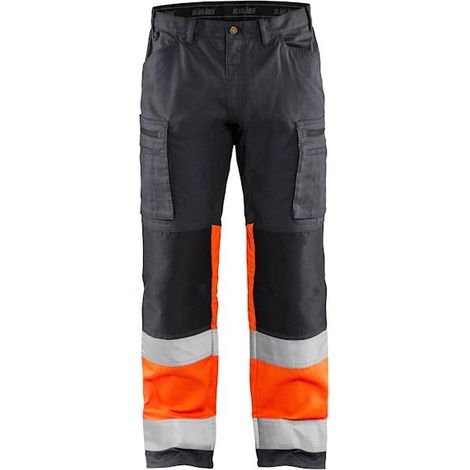 Pantalon de travail haute visibilité stretch 1551 - Gris moyen/Orange fluo XS - FR(38) - SE(C44) - Standards (1/2)