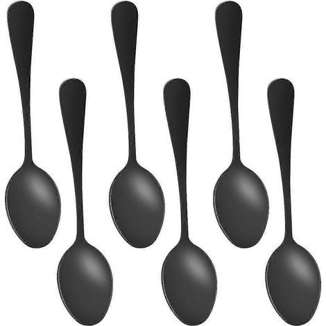 Cuillères à thé noires, mini cuillères à gâteau en acier inoxydable, cuillère à glace, petites cuillères à thé (1/5)