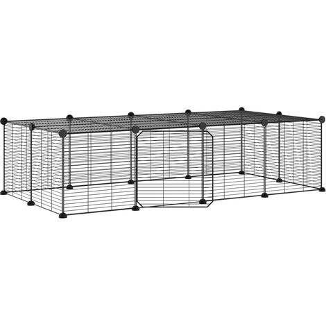 Cage,Enclos pour animaux de compagnie à 20 panneaux et porte Noir 35x35 cm -19595 (1/3)