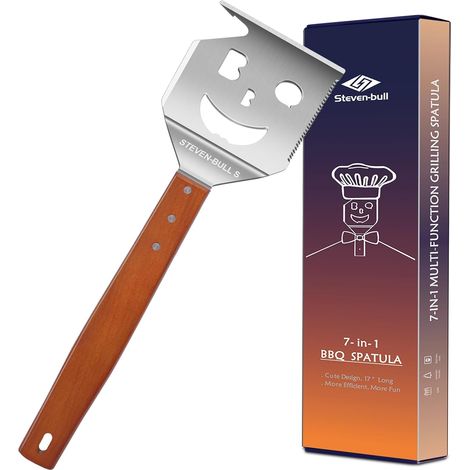Spatule Barbecue 7 en 1, Ustensiles Barbecue, Accessoires Barbecue pour Le Camping en Plein Air Barbecue (1/5)