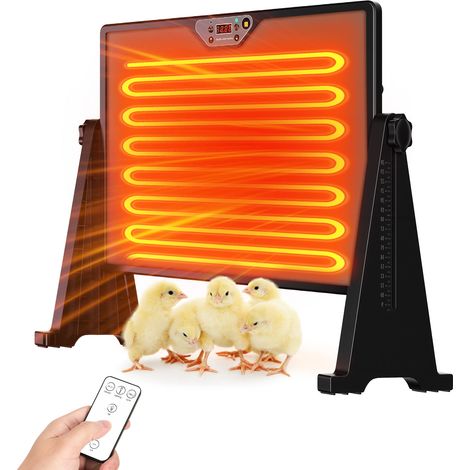 Randaco Piastra riscaldante per pulcini 300 W con telecomando e regolatore di temperatura - Nero per pollaio