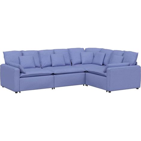 vidaXL Divano Modulare con Cuscini in Tessuto Jeans Blu (1/5)