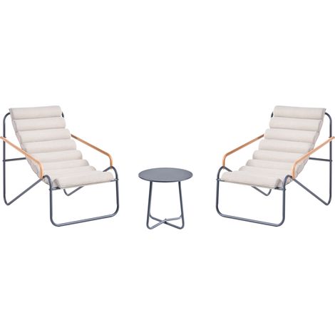 Conjunto de jardín para exterior dos sillones y mesa juego de balcón gris oscuro Pasto
