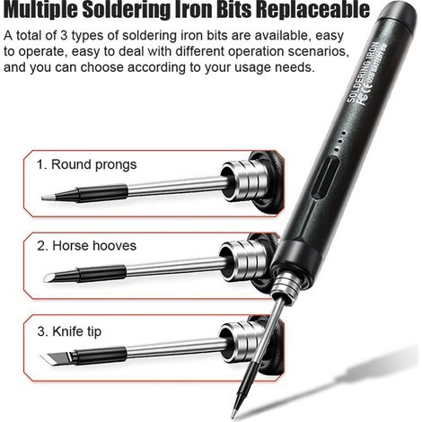 Eosnow Fer à souder électrique intelligent portable USB, stylo de soudage multifonctionnel, avec fonction de réglage de la température de 300 à 400 °C, pour la réparation et l'entretien (1/5)