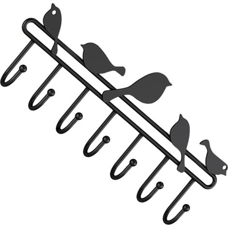 7 Crochets D'oiseau Mural et Noir Porte-manteau Installation Facile Grosse Durabilité pour ou Rangement Couloir Chambre (1/5)