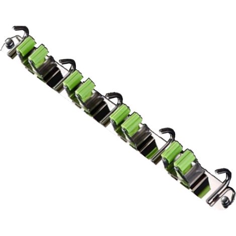 Wandmontierter Mopp- und Besenhalter mit 4 Clips und 5 Haken, Edelstahl, diebstahlsicher, grün Mopphalter (1/5)