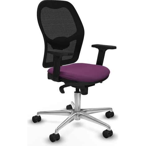 Jorquera sincro malla negra similpiel morado brazos 2D base aluminio  ruedas 65mm nailon (1/5)
