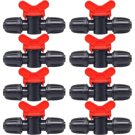 10 Pièces Vanne Commutation d'Irrigation, Irrigation Pipe Valve Switch, Robinet Jardin en Plastique PE, Robinet Barbelé Double Mâle, pour L'irrigation des Pelouses de Jardin, pour 16mm Tuyau