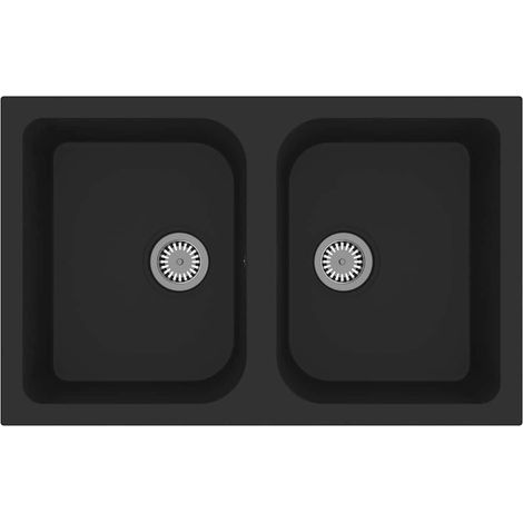 Maison Exclusive - Évier de cuisine Noir 76 x 48 x 30 cm Quartz et résine (1/5)