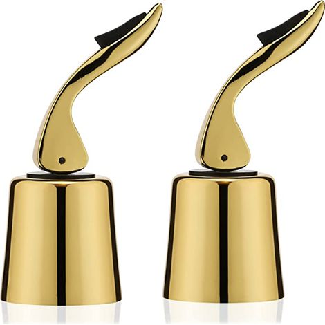 Weinstopper, wiederverwendbarer Korken zur Frischhaltung des Weins (Golden, 2 Stück)