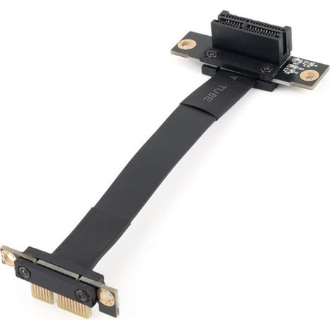 1 câble d'extension PCI-E 3.0 1X vers 1X à angle droit, pour carte graphique, son, réseau sans fil et adaptateur (1/5)
