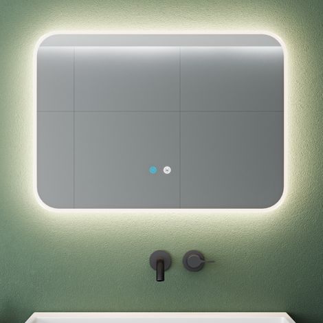 Mai & Mai Badspiegel mit LED Beleuchtung Wandspiegel 70x50cm Bad-Spiegel mit Touchschalter, Beschlagfrei durch Antifog-Schicht 4500K Nova-02