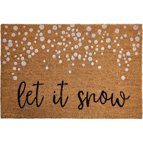 Zerbino di benvenuto in cocco Xmas Let it Snow Motif Antiscivolo 60 x 90 cm Naturale Canarem