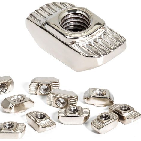 130 pièces d'Écrous à Rainure en T, type Écrou de Tête de Marteau avec rainure 8 mm et filetage M5, Écrou Marteau en acier carbone pour profilé alu 3030 norme européenne Écrous en T (EU30-M5) (1/5)