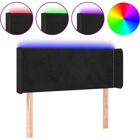 Testiera Testata del letto a LED Nera 103x16x78/88 cm in Velluto (1/5)