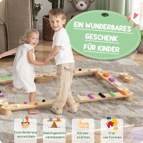 Kit d'équilibre en bois pour enfants 3-8 ans, planches d'équilibre double-face pour coordination ludique (1/5)