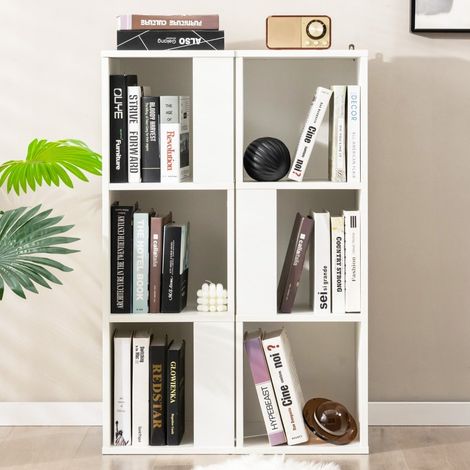 Bücherregal-Set aus Holz mit Kippsicherung, 3-stöckig, 33 x 33 x 100,5 cm, Weiß