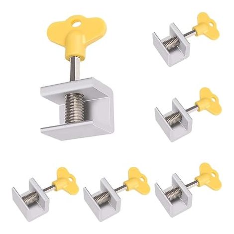 Butée de Fenêtre Coulissante 6 Pièces Serrure Fenetre Coulissante Bloque Baie Vitrée Coulissante en Alliage d'Aluminium Verrou Fenetre Coulissante avec Clé Réglable pour Fenêtre Porte (1/5)