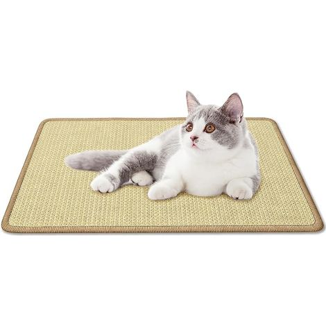 Scratching Mat for Cats 50 x 30 cm, Adhesive Horizontal Scratching Mat Natural Sisal, Floor Mat for Cats Protect for Sofa, Wall and Furniture (1/5)