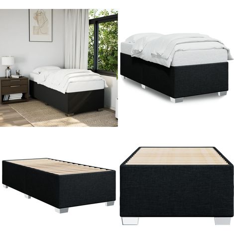 Bettgestell ohne Matratze Schwarz 100x200 cm Stoff - Bettes Gestell - Doppelbett - Boxspringbetten - Schlafzimmer Möbel - Schwarzes Bett - Home & Living (1/5)