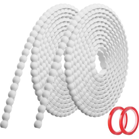 Moulure Murale Décorative Adhésive Blanc (6M x 10mm) Moulure en PVC Flexible avec Bordure Perlée 3D, Baguette de Finition Hydrofuge et À Peindre pour Mur, Cadre de Miroir et Bords (1/5)