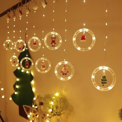 Anneau lumineux de noël, lanternes suspendues de dessin animé, pour chambre à coucher, salon, rideaux muraux, lumières clignotantes, décoration de magasin, ciel étoilé (1/3)