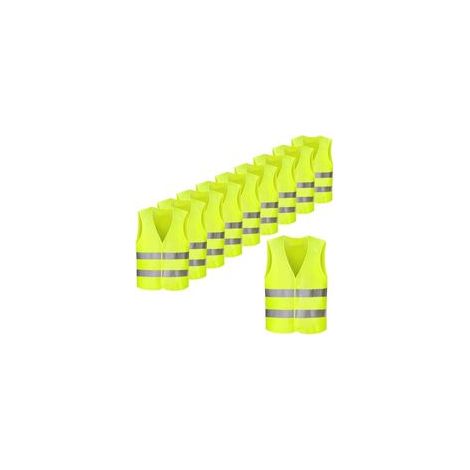 Confezione da 10 gilet di sicurezza riflettenti giallo fluorescente, ad alta visibilità per ciclisti, automobilisti, corridori, netturbini ecc., 56x68 cm (1/4)