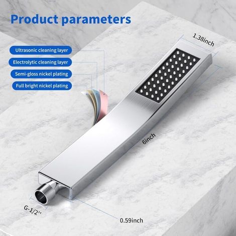Soffione doccia ad alta pressione Bardusch in acciaio inox 304, con ugello autopulente in silicone, per uso domestico. (1/4)