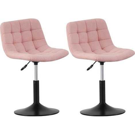 Soft Fabric Dressing Table Chair, Height Adjustable Swivel Desk Home Office Chair,Footrest and Metal Base for Bedroom Vanity & Office Drake PINK