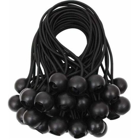 Planen-Spanner, Kugelspanner, elastischer Spanner, Gummi-Spanner für Banner, Planen, Pavillons, Zelte, Vorhänge. Verlängerungsgurt, Planenhalterung. Weiß, 15 cm (Schwarz, 40 Stück). (1/4)