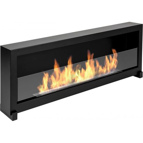 Cheminée éthanol au sol S-LINE BOX 120 × 40 cm (120 cm) avec vitre, noire, cheminée au bioéthanol (1/5)
