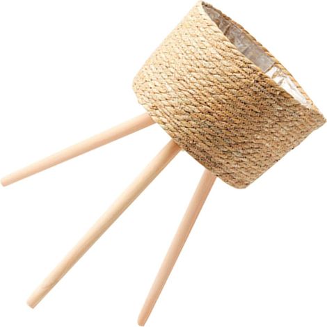 Cache Pot sur Pied en Rotin Pot Fleur sur Pied Tressé Support pour Plantes en pour Intérieur Balcon Jardin Et Bureau Rangement Décoratif 36.00 X 24.00 X 24.00 Cm (1/5)