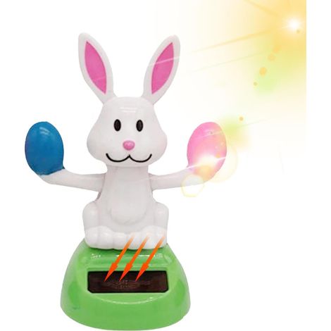 Figurines de lapin dansant solaire créatifs pour tableau de bord solaire Lapin aux œufs Machine solaire à énergie solaire Décorations de bureau à énergie solaire Danse lapin (1/5)