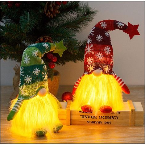 Lumières de GNOME de Noël,2 Pièces Noël GNOME Lumières Poupée Noël GNOME Suédois Décoration Poupée (1/5)